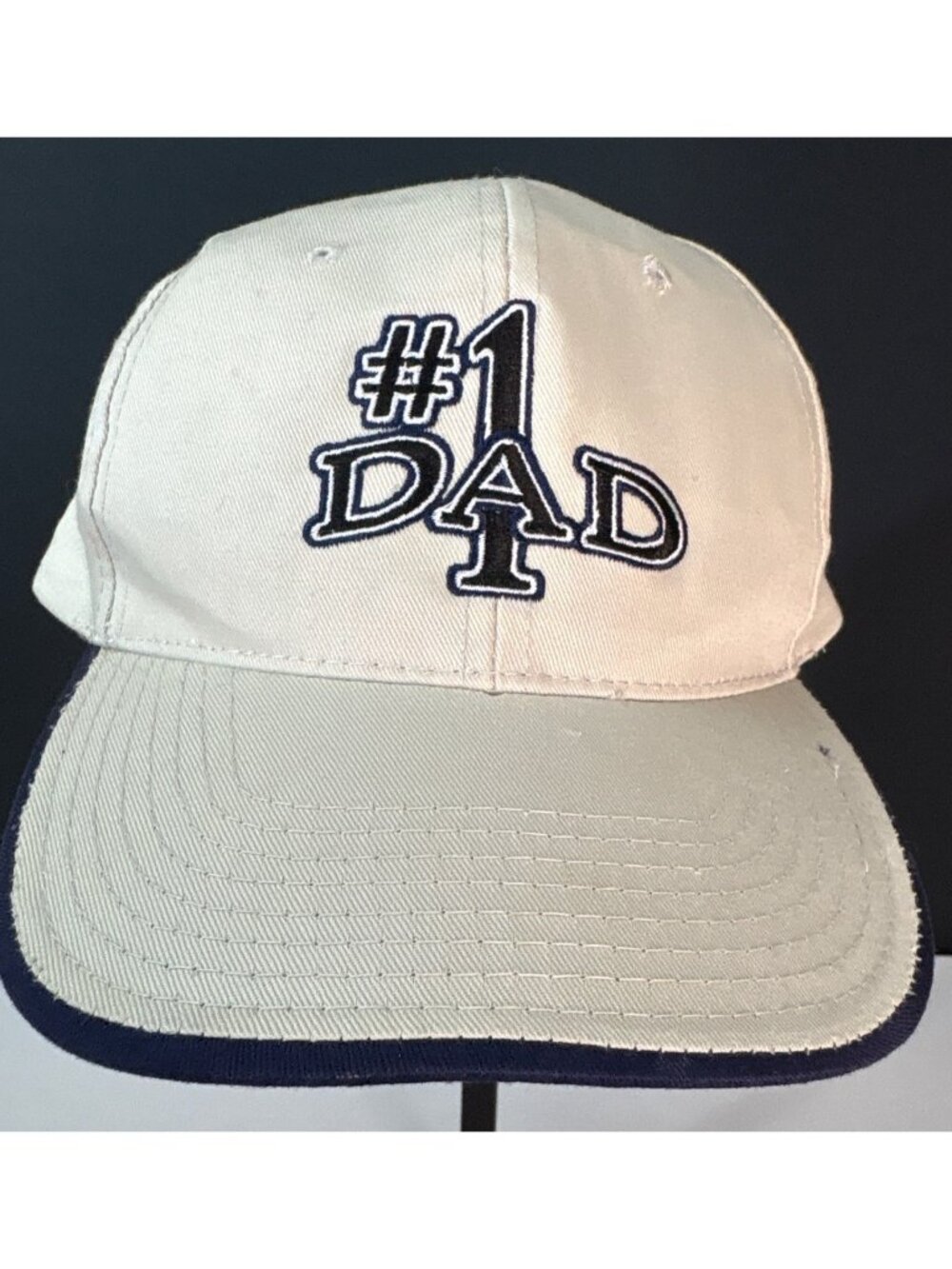 Signatures Men's Baseball Hat Cap Adjustable Cream Beige Navy #1 DAD Gifts OS - Picture 4 of 10